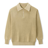 WIAOFELLAS  -  Spring Autumn Men's Turn-Down Collar Pullovers Long Sleeve Knitted Sweater Half Zipper Solid Casual Pullovers Man Loose Knitwear