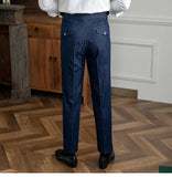 Wiaofellas  -  High Quality Italy Business Dress Pants Men Office Social Suit Pants Casual Wedding Groom Trouser Casual Blue