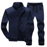 Wiaofellas  -  Men's Tracksuit Autumn Casual Joggers Stand Collar Fleece Sportswear Jackets And Pants 2 Piece Sets Hip Hop Running Sports Suit