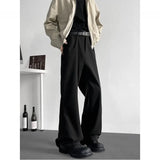 WIAOFELLAS  -  Black Suit Pants Men Fashion Society Mens Dress Pants Korean Casual Loose Straight Pants Mens Office Formal Trousers M-3XL