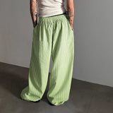 WIAOFELLAS  -  Men Striped Pants Joggers Elastic Waist Oversize Casual Wide Leg Trousers Men Streetwear 2025 Fashion Male Long Pants