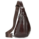 WIAOFELLAS  -  Soft Cow Leather Men's Chest Bag Genuine Leather Men's Chest Pack Small Crossbody Sling Bag Anti Theft Chest Bag Men Coffee