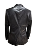 Wiaofellas  -  Men's Blazer & Pants 2Pcs Set Slim Fit Black Lapel PU Leather Jacket & Pants 2Pcs Set Male Business Casual Prom Suit Moto style