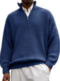 Wiaofellas  -  Autumn Winter Men Zipper Polos Collar Sweater Solid Sweatshirts Pullover Men's Knitted Loose Tees Shirt Oversized Tops S-5XL