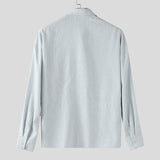 Wiaofellas  -  Men Striped Shirt Lapel Long Sleeve Loose Casual Men Clothing Streetwear Korean Style Fashion Tops Male Shirts