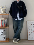 WIAOFELLAS  -  Trendy Baseball Jacket, Men's Handsome Korean Loose Air Force Jacket