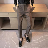 Wiaofellas  -  Men's Light Luxury Button-down Draped Baggy Suit Pants Casual Solid Color Straight Premium Elegant Korean Popular Leisure Pants