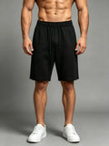Wiaofellas  -  Men Solid Drawstring Straight Sports Shorts Summer Breathable Loose Cotton Quick Dry Five Point Casual Pants Cross Border New