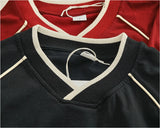 WIAOFELLAS  -  Athleisure style V-neck short-sleeved T-shirt male couple pure cotton color splicing summer fashion half sleeve base T