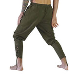 Wiaofellas  -  Men's Retro Medieval Pants Summer Linen Pirate Drawstring Pant Halloween Adult Cosplay Men Casual Trousers