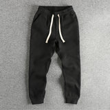 WIAOFELLAS  -  Autumn Winter New American Retro Thick Knitted Sweatpants Men's Simple Elastic Waist Drawstring Sport Casual Ankle-tied Pants