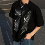 WIAOFELLAS  -  American Street Pure Cotton Abstract Graffiti Print Summer New Fashion Casual Short-Sleeved T-Shirt Mens Trendy Loose Top