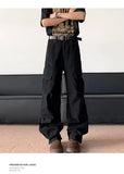 WIAOFELLAS  -  Pleated Design Men's Casual Pants Side Pocket Solid Color Wide Leg Trousers Loose Straight Male Bottom Functional