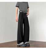 WIAOFELLAS  -  New Simple Men's Suit Pants Drape Striped Design Pleated Contrast Color Straight Wide Leg Male Trousers All-match