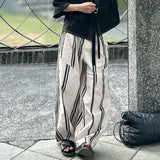 WIAOFELLAS  -  Men Striped Pants Button Oversize Joggers Casual Wide Leg Pants Men Streetwear 2025 Fashion Loose Long Trousers S-5XL