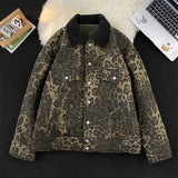 WIAOFELLAS  -  Ancient leopard print double-sided lamb fur jacket for men's winter casual lapel lamb jacket Man jacket
