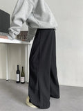 Wiaofellas  -  Black Casual Street Style Men's Pants Pleated Loose Simple American Design Durable Autumn Fashion Youthful Energy Wind
