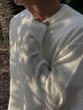 WIAOFELLAS  -  Simple Winter Men's Sweater Round Collar Casual Solid Color Top Thick Loose Knitting Pullover Male Knits Korean