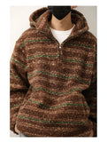WIAOFELLAS  -  Autumn Winter Hooded Sweaters for Men Japanese Trendy Loose Casual Thickened Striped Pullover Harajukuhigh Street Long Sleeved