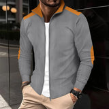 WIAOFELLAS  -  Spring Autumn Men Vintage Patchwork Long Sleeves Jacket Jacquard Wrist Embroidery Zipp Cardigan Top Fashion Slim Coat