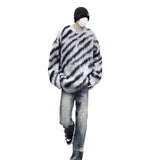 WIAOFELLAS  -  Hong Kong style lazy striped contrasting sweater for men in autumn and winter fashion brand versatile casual loose jacket