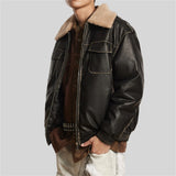 WIAOFELLAS  -  Retro PU Leather Jacket Men Winter Thick Lamb Jacket Coat Men Oversized Streetwear Hip Hop Zip Up Windbreaker Black Brown Jacket