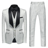 Wiaofellas  -  Spring Autumn New Fashion Men's Casual Trendy Slim 3 Pieces of Suit Sets Printed Turn-down Collar Blazers Pants Waistcoat Male