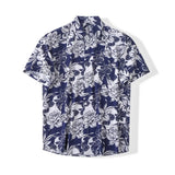 Wiaofellas  -  Hawaii Vacation Style! New American Collar Half Sleeve Floral Shirt Lightweight Breathable Loose Short Sleeve Men Summer Shirt
