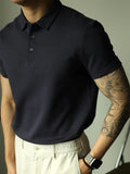 WIAOFELLAS  -  Fashionable Mens Slim Fit Polo Shirts Short Sleeve Button Turn-down Collar Polo Shirt Spring Summer Casual Men Solid Color Polos
