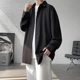 WIAOFELLAS  -  Long Sleeved Shirt Men Fashion Black Dress Shirt Men Korean Loose Casual White Shirt Mens Office Formal Shirt Large Size 4XL
