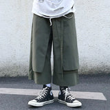 Wiaofellas  -  Men Japanese Pants Skirts Dark Yamamoto Style Trousers Loose Wide Leg Punk Hip Hop Cargo Vintage Swordplay Martial Arts Pants