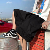 WIAOFELLAS  -  Khaki 7-point Men Summer Thin Japanese Workwear Wide-leg Loose Over-knee Shorts