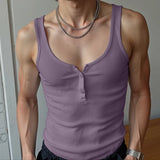 WIAOFELLAS  -  Men Tank Tops Solid Color O-neck Sleeveless Male Vests Summer Streetwear Knitted Fashion Casual Men Clothing S-5XL