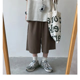 WIAOFELLAS  -  Summer Retro Brown Workwear Seven-Foot Pants Men's Loose Straight Wide Leg West Pants Trendy Casual Trousers