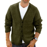 WIAOFELLAS  -  Fashion Casual Knitted Cardigan Autumn Winter Solid Color V-neck Button Long Sleeves Sweater Streetwear Slim Fit Knitwear Tops