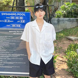 WIAOFELLAS  -  Summer Men's Clothing Light Luxury Jacquarded Suit Collar Shirts Streetwear Button-down Short Sleeve Retro Leisure Fashion M-3XL