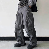 Wiaofellas  -  Black Baggy Cargo Pants Fashion Harajuku Straight Trousers Men's Y2K Vintage Baggy Casual Pocket Streetwear Hip Hop Korean Style