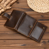 WIAOFELLAS  -  High Quality Genuine Leather Card Wallet Men Women RFID Genuine Leather Short Wallet Multi Cards Slots Button Man Purse