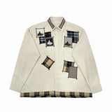 Wiaofellas  -  Men New Chinese Style Pure Cotton Printed Lapel Single-breasted Shirt Long-sleeved Trendy Loose and Versatile Shirt White