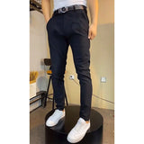 WIAOFELLAS  -  New Solid High Quality Trousers Men's Casual Pants Soft Tight Stretch Business Trousers Social Workers Men's Suit Pants A73