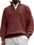 Wiaofellas  -  Autumn Winter Men Zipper Polos Collar Sweater Solid Sweatshirts Pullover Men's Knitted Loose Tees Shirt Oversized Tops S-5XL