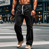 WIAOFELLAS  -  Loose Warm Fashion Cargo Straight Pants Autumn and Winter New High-quality Corduroy Men's Casual Pants Fitness Running Pants Gym