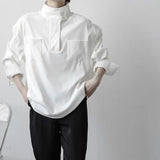 WIAOFELLAS  -  Men's High Neck Shirt Men's Design Sense Niche High-end Sense Hairstylist's Workwe Shirt Inner Layer Layered Wear