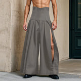 WIAOFELLAS  -  Men Pants Solid Color High Waist Joggers Loose Hollow Out Trousers Men Streetwear 2025 Pleated Casual Wide Leg Pants Men