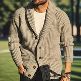 WIAOFELLAS  -  Fashion Vintage Men's Solid Color Casual Trendy Long Sleeve Turn-down Collar Breasted Cardigans Male Knitted Sweater Coat