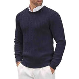 WIAOFELLAS  -  Men's Casual Sweater 2025 round Neck Long Sleeve Knitted Diamond Pattern Fashion Versatile Top