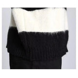 WIAOFELLAS  -  American Retro round Ne f High Collar Striped Sweater Knitted Heavyweight Autumn Winter Casual Loose Fit Long Sve
