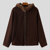 WIAOFELLAS  -  Men Hoodies Plush Patchwork Hooded Long Sleeve Zipper Male Sweatshirts Streetwear Loose Fashion Casual Men Jackets S-3XL