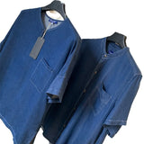 WIAOFELLAS  -  Summer Lightweight Breathable Lyocell Cotton Denim Shirts Men Women Loose Casual Short Sleeve Vintage Shirts Cityboy Blouses