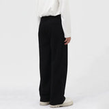 Wiaofellas  -  Dark Menswear Green Suit Pants For Men  Simple Korean Personalized Fashion Solid Color Loose Casual Suit Pants 2A0882